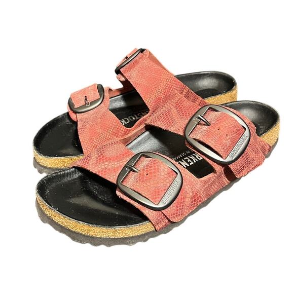 Birkenstock Arizona Birkibuc Royal Python Red Big Buckle Womens‎ Sandals 38 US 7 - Picture 1 of 7